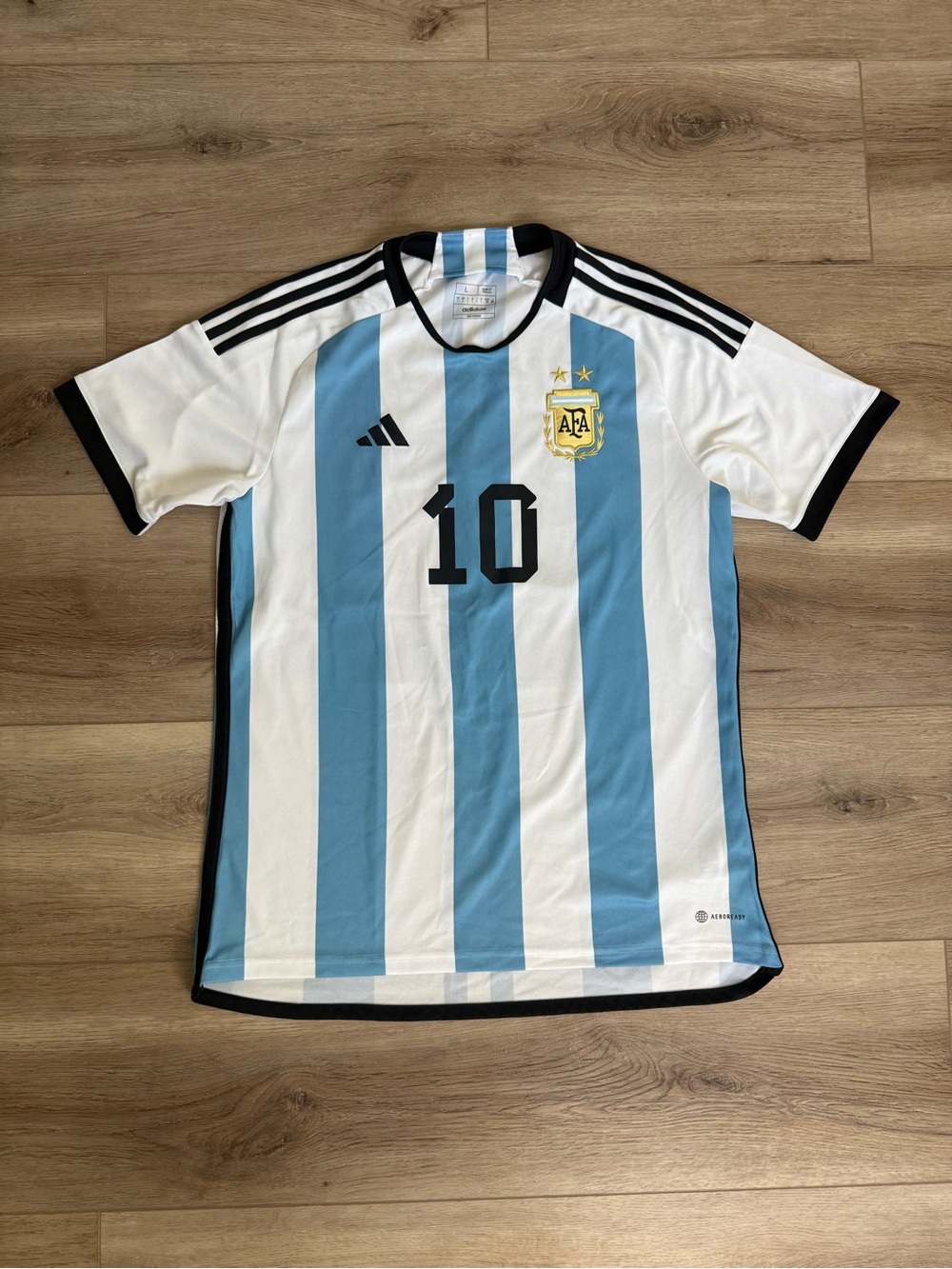 adidas Men's Argentina Style Soccer Jersey - White & Light Blue